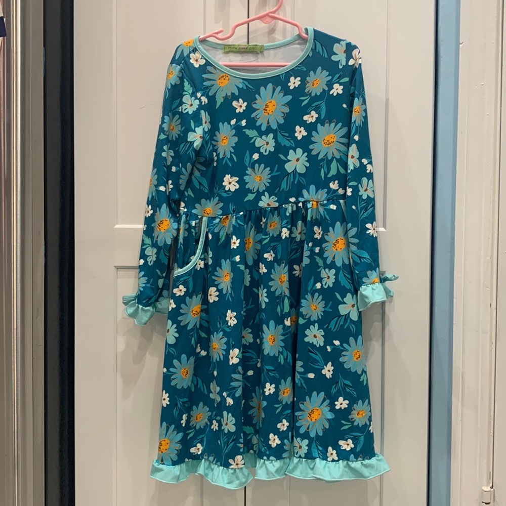 Millie loves Lily long sleeved teal dress size 8 girls